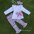 A limited edition long sleeves butterfly aztec pant outfit hot sell girls cute kids suit with matching necklace and headband